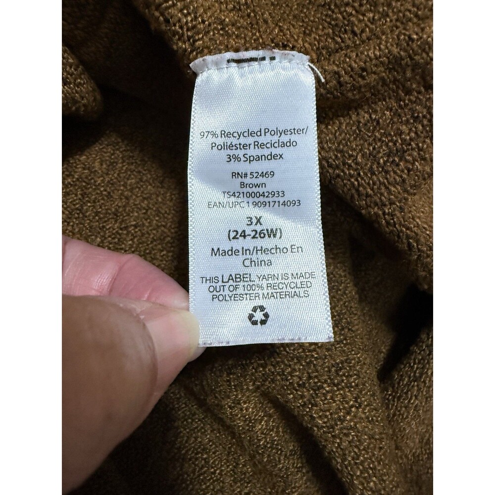 Terra And Sky Brown Cowl Neck Tunic Sweater Soft Knit 3X - Picture 5 of 6
